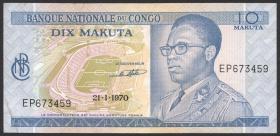 Kongo / Congo P.009a 10 Makuta 1970 (2-) 