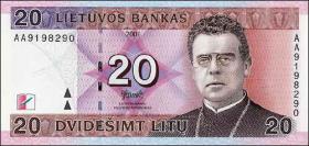 Litauen / Lithuania P.66 20 Litu 2001 (1) 