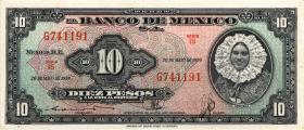 Mexiko / Mexico P.058g 10 Pesos 1959 (1-) 