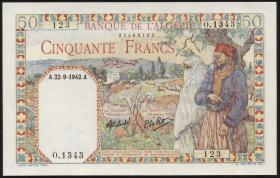 Algerien / Algeria P.087 50 Francs 22.9.1942 (1) 