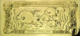 Antigua & Barbuda P.CS1d 30 Dollars Goldbanknote (1) "Kaiserfische" 