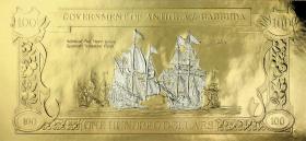Antigua & Barbuda P.CS5k 100 Dollars Gold/Silber-Banknote "Admiral Piet Heyn and the Amsterdam" 