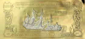 Antigua & Barbuda P.CS5n 100 Dollars Gold/Silber-Banknote "Bartolomeo the Portuguese and his Barque" 