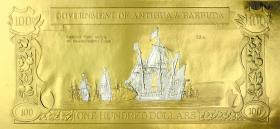 Antigua & Barbuda P.CS5y 100 Dollars Gold/Silber-Banknote  "Easton Attacks on the Newfounded Coast" 