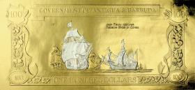 Antigua & Barbuda P.CS5v 100 Dollars Gold/Silber-Banknote "Captain Jean Fleury and the Dieppe" 