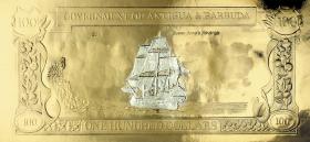 Antigua & Barbuda P.CS5p 100 Dollars Gold/Silber-Banknote "Blackbeard's Queen Anne's Revenge" 