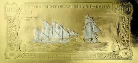 Antigua & Barbuda P.CS5x 100 Dollars Gold/Silber-Banknote "Captain Thomas Tew and the Amity" 
