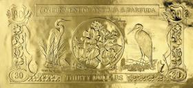 Antigua & Barbuda P.CS1a 30 Dollars Goldbanknote (1) "Reiher" 