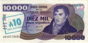 Argentinien / Argentina P.322c 10 Australes (1985) auf 10000 Pesos (1) 