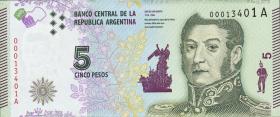 Argentinien / Argentina P.359a 5 Pesos (2015) Serie A  (1) 