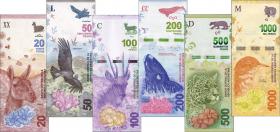 Argentinien / Argentina P.361-366 20-1000 Pesos (2016-19) Satz 6 Werte 