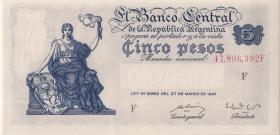 Argentinien / Argentina P.258 5 Pesos 1947 (1) 