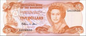 Bahamas P.45a 5 Dollars 1974 (1984) (1) 