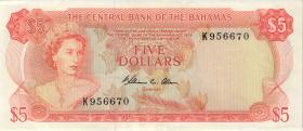 Bahamas P.37b 5 Dollars L. 1974 (3+) 