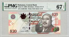 Bahamas P.74 20 Dollars 2006 (1) PMG 67 EPQ 