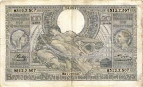 Belgien / Belgium P.107 100 Francs = 20 Belgas 1939-43 (3) 