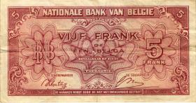 Belgien / Belgium P.121 5 Francs = 1 Belga 1943 (3) 
