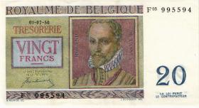 Belgien / Belgium P.132a 20 Francs 1950 (2) 