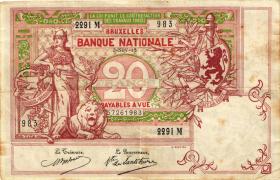 Belgien / Belgium P.067 20 Francs 1913 (3-) 