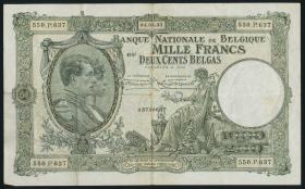 Belgien / Belgium P.104 1000 Francs = 200 Belgas 1935 (3) 
