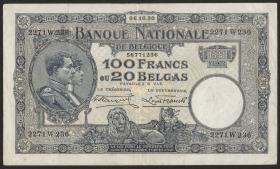 Belgien / Belgium P.102 100 Francs = 20 Belgas 6.10.1930 (3+) 