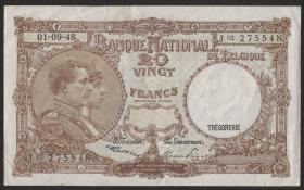 Belgien / Belgium P.116 20 Francs 1948 (3+) 