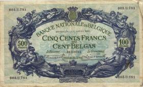 Belgien / Belgium P.103a 500 Francs 7.1.1927 (3-) 