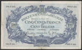 Belgien / Belgium P.109 500 Francs = 100 Belgas 1938 - 1943 (4) 