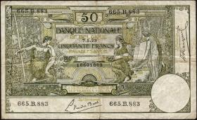 Belgien / Belgium P.068b 50 Francs 1923 (3) 