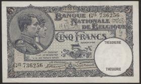 Belgien / Belgium P.097 5 Francs 1930 (1/1-) 
