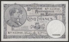 Belgien / Belgium P.108a 5 Francs 1938 (2) 