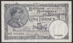 Belgien / Belgium P.108a 5 Francs 1938 (3) 