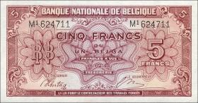 Belgien / Belgium P.121 5 Francs = 1 Belga 1943 (1) 