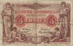 Belgien / Belgium P.074a 5 Francs 1914 (4) 