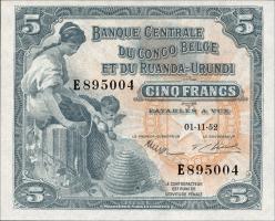 Belgisch-Kongo / Belgian Congo P.21 5 Francs 1952 (1) 