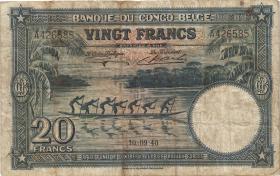 Belgisch-Kongo / Belgian Congo P.15 20 Francs 10.09.1940 (4) 