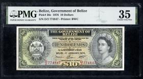 Belize P.36c 10 Dollar 1976 (3+) 