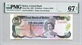 Belize P.48a 10 Dollars 1987 (1) 