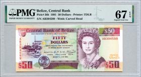 Belize P.56b 50 Dollars 1991 (1) 