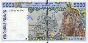 West-Afr.Staaten/West African States P.213Bc 5000 Francs 1994 (1) 