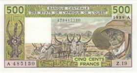 West-Afr.Staaten/West African States P.106Am 500 Francs 1989 (1) 