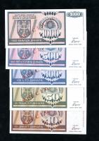Bosnien & Herzegowina / Bosnia P.133/137 10 - 1000 Dinara 1992 Specimen (1) 