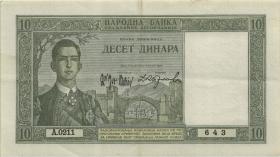 Jugoslawien / Yugoslavia P.035 10 Dinara 1939 (2) 