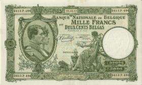 Belgien / Belgium P.110 1000 Francs = 200 Belgas 28.10.1943 (2+) 