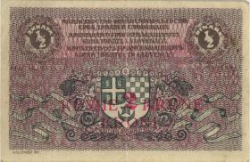 Jugoslawien / Yugoslavia P.014a 2 Kronen auf 1/2 Dinar 1921 (2) 