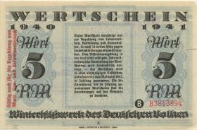 WHW-21 Winterhilfswerk 5 Reichsmark 1940/41 (1-) mit Überdruck 