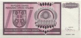 Kroatien Serb. Krajina / Croatia P.R14s 50 Millionen Dinara 1993 (1) A 0000000 