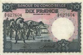 Belgien / Belgium P.14E 10 Francs 15.8.1949 (2) 