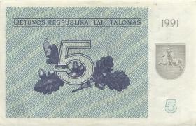 Litauen / Lithuania P.34a 5 (Talonas) 1991 (1/1-) 