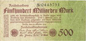 R.124a: 500 Milliarden Mark 1923 Reichsdruck (3) Serie S 
